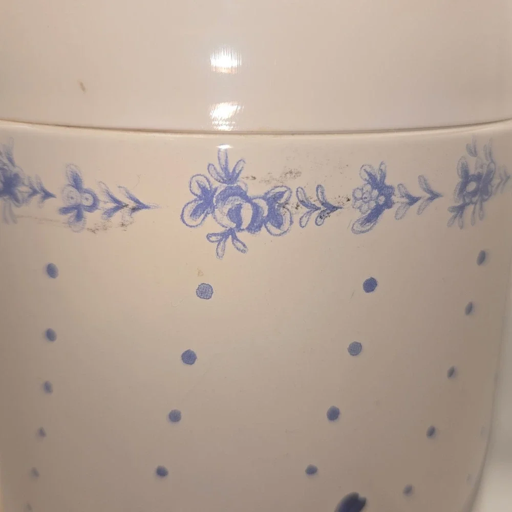Vintage Nikko Ceramics Thermal Carafe Blue Floral Polka Dot Insulated Pitcher